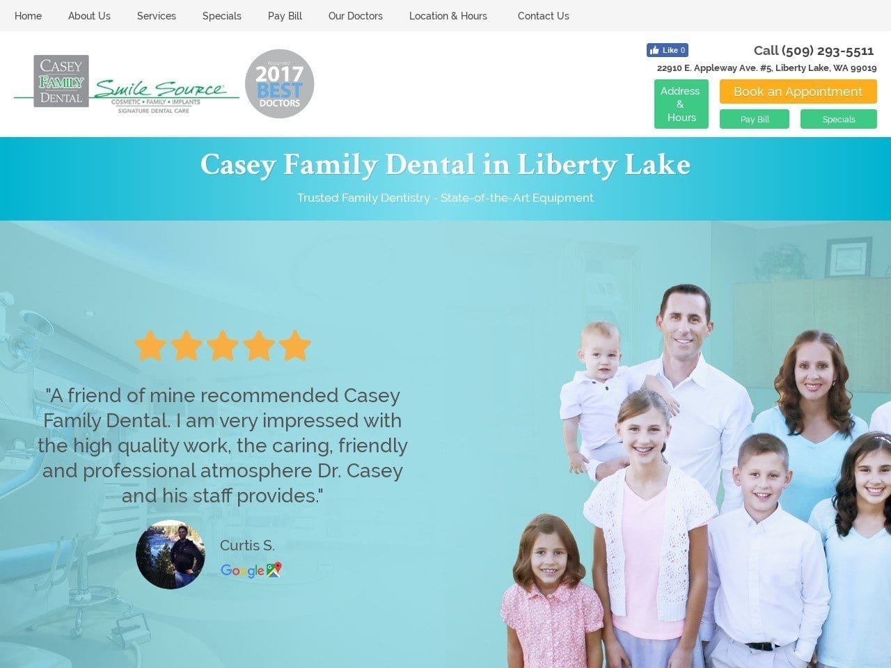 Casey Family Dental Website Screenshot from caseyfamilydental.com