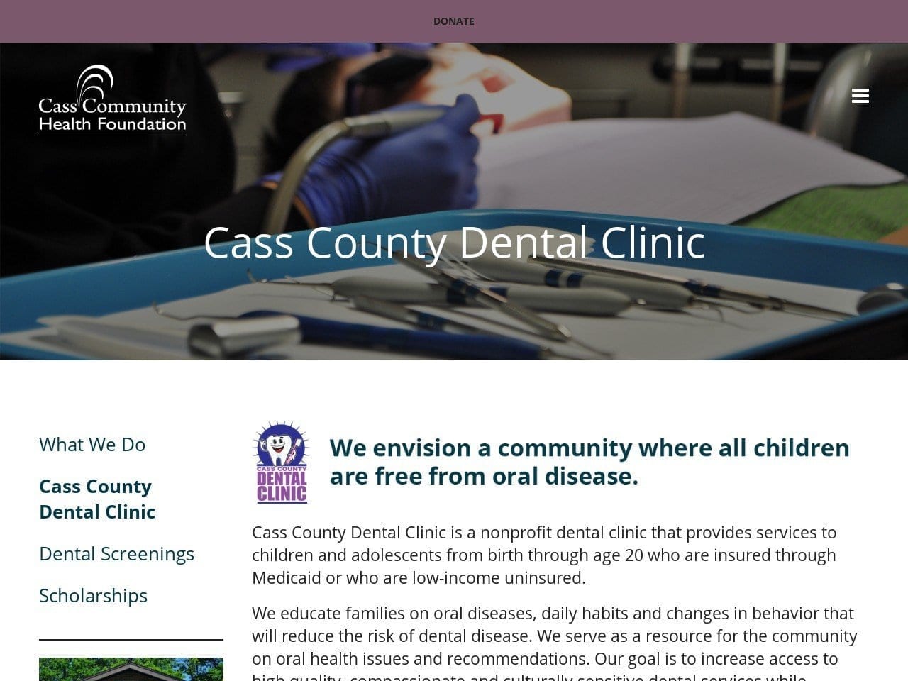 Cass County Dental Clinic Website Screenshot from casscountydentalclinic.org