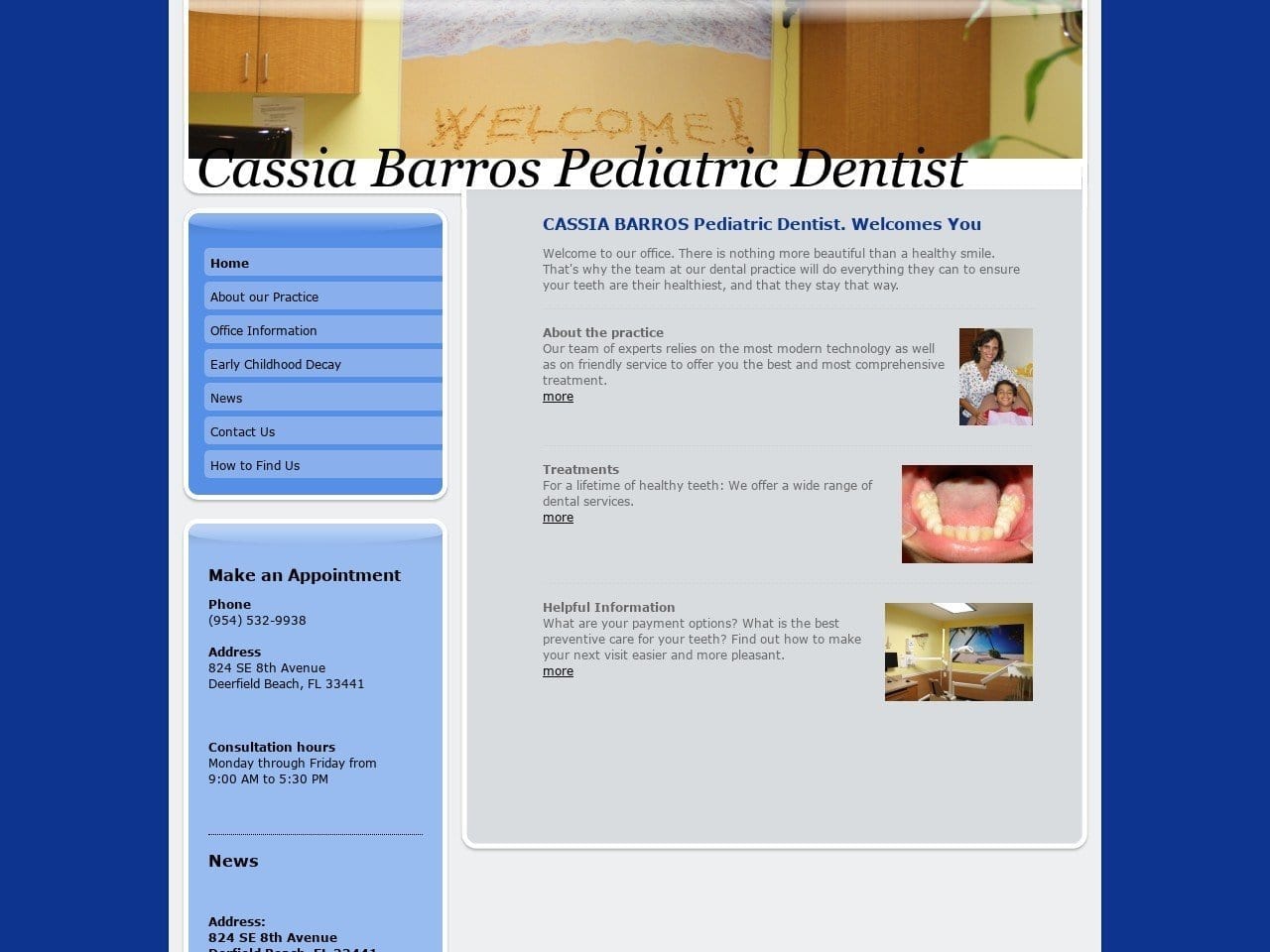 Dr. Cassia T. Barros DDS Website Screenshot from cassiabarrospediatricdentist.com