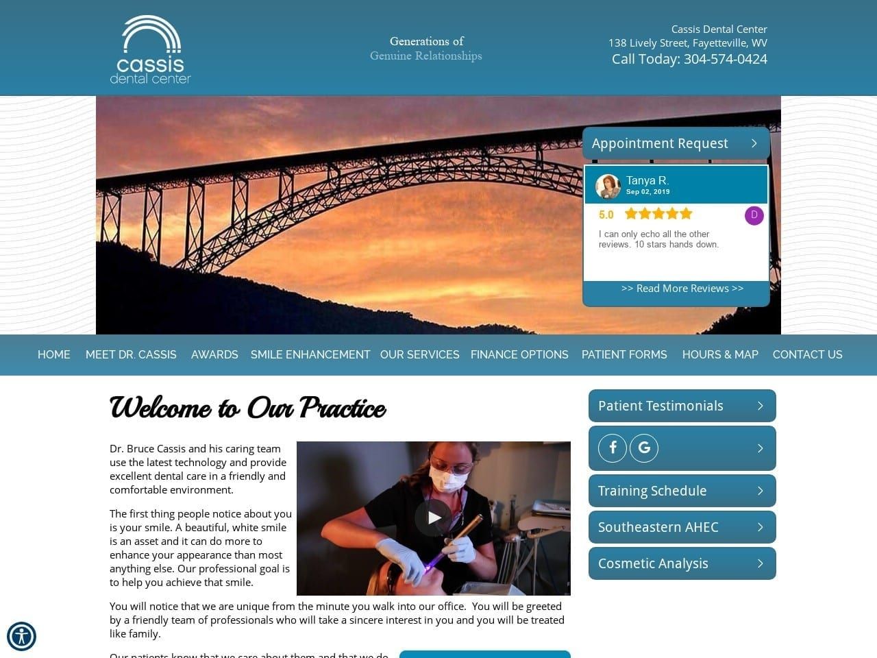 Cassis Dental Center Website Screenshot from cassisdentalcenter.com