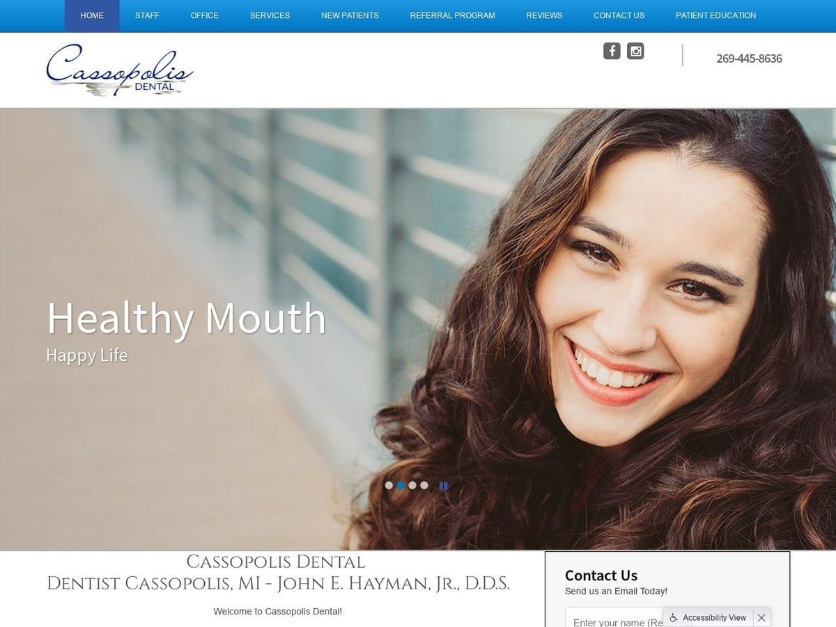 Cassopolis Dental John Hayman D.D.S. Website Screenshot from cassopolisdentist.com