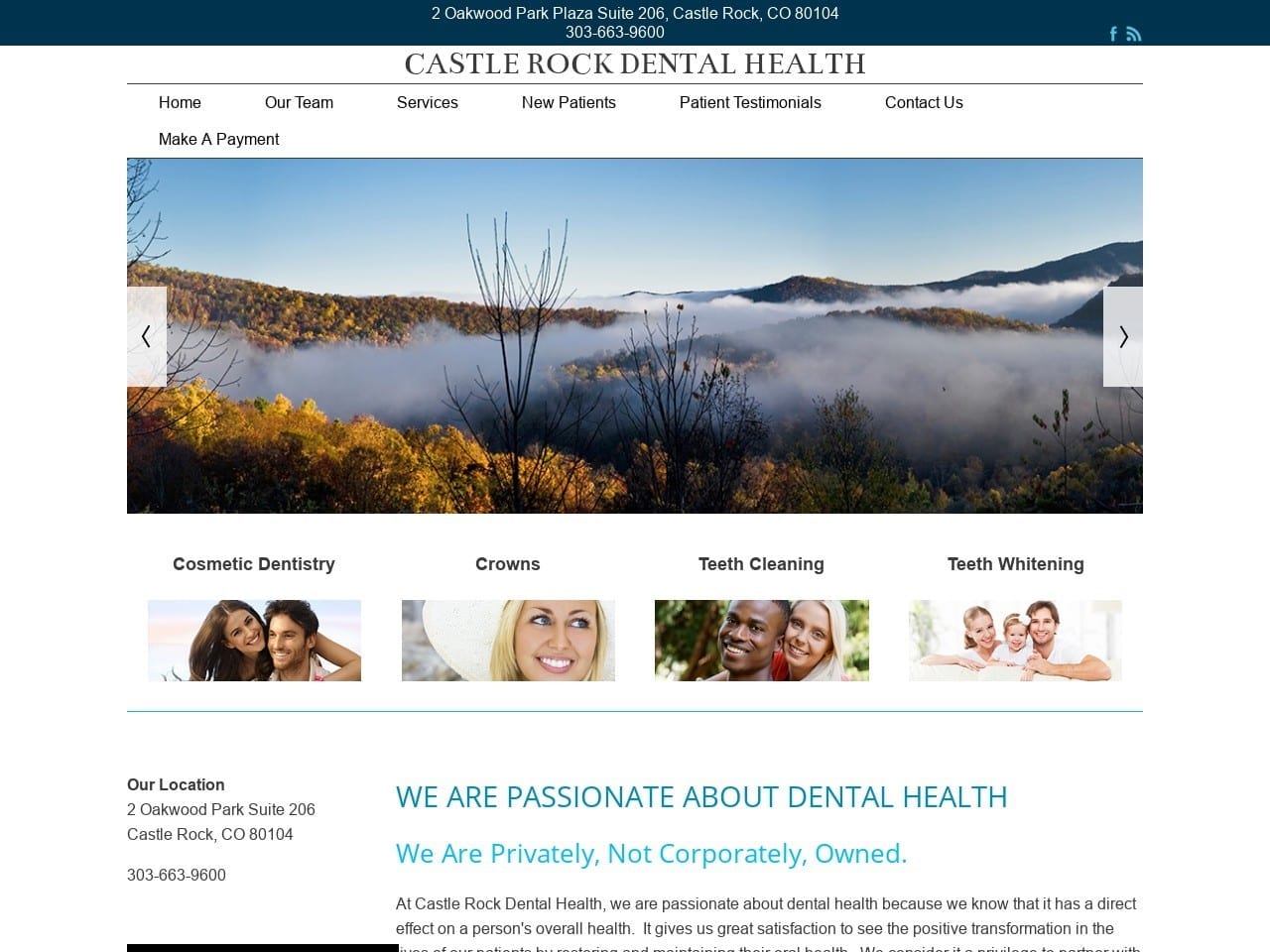 Castle Rock Dental Health Website Screenshot from castlerockdentalhealth.com