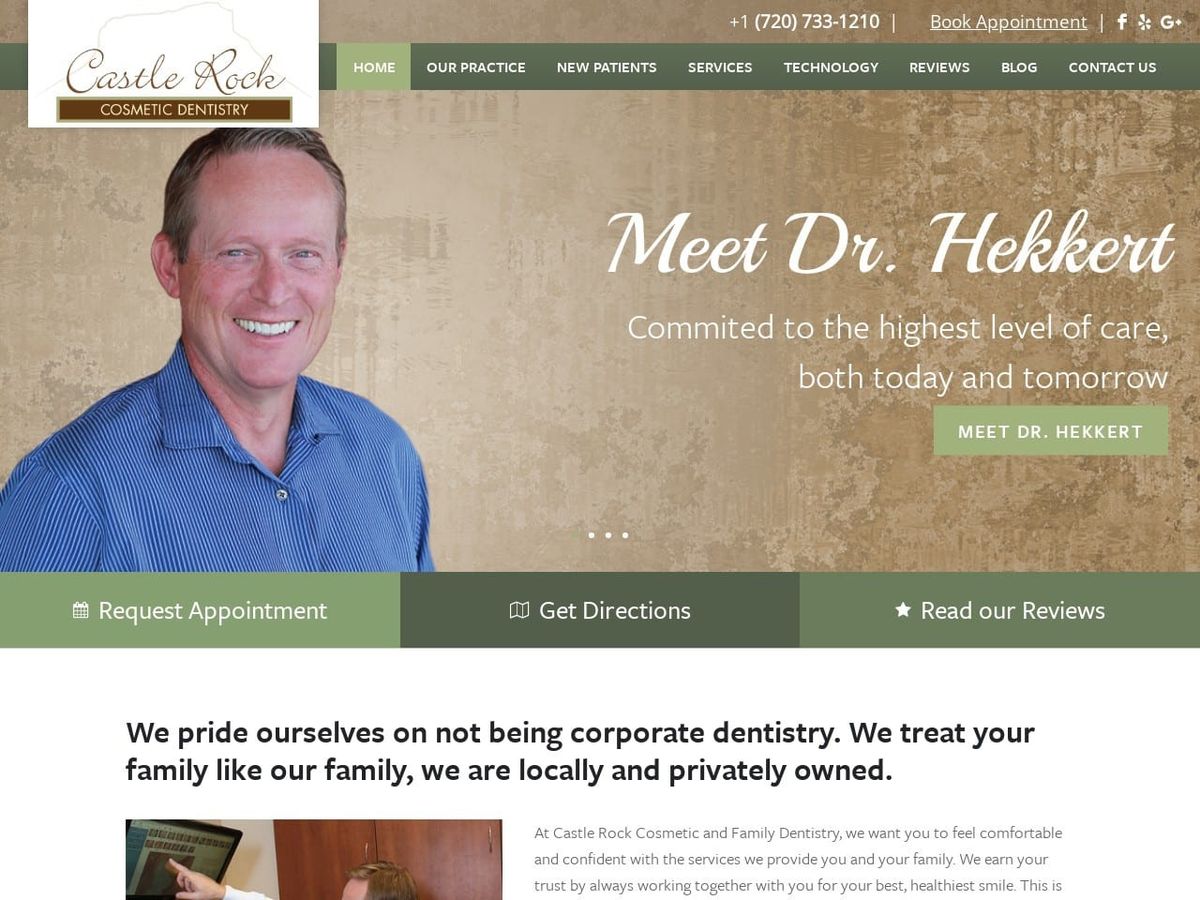 Castle Rock Cosmetic and Family Dentistry Website Screenshot from castlerockdentistry.com