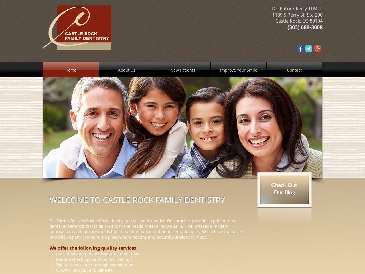 Castle Rock Family Dentistry Website Screenshot from castlerockfamilydentistry.com