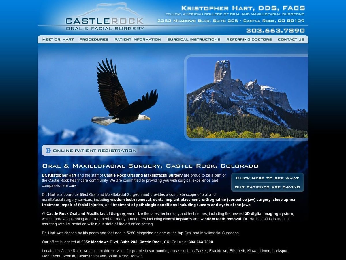 Castle Rock Oral & Facial Surgery Website Screenshot from castlerockoralsurgery.com