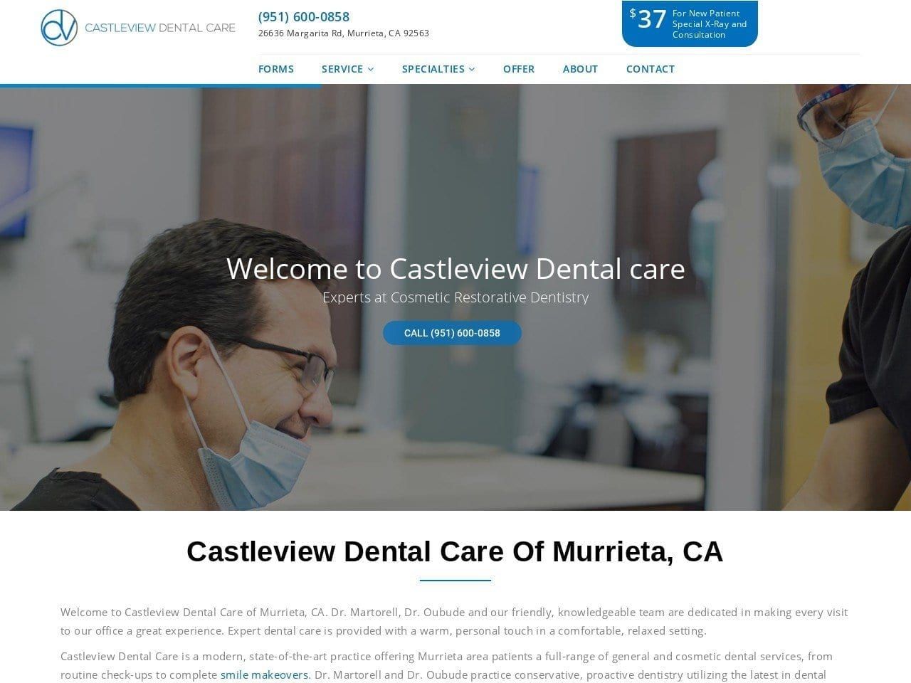 Castleview Dental Care Website Screenshot from castleviewdentalcare.com
