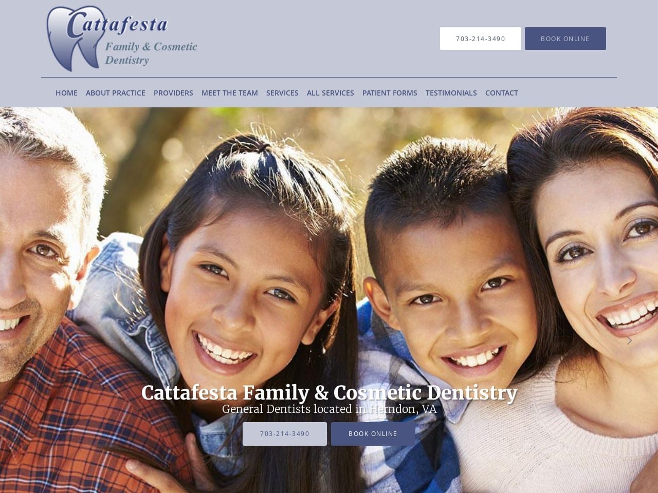 Cattafesta Family & Cosmetic Dentistry Website Screenshot from cattafestafamilydentistry.com