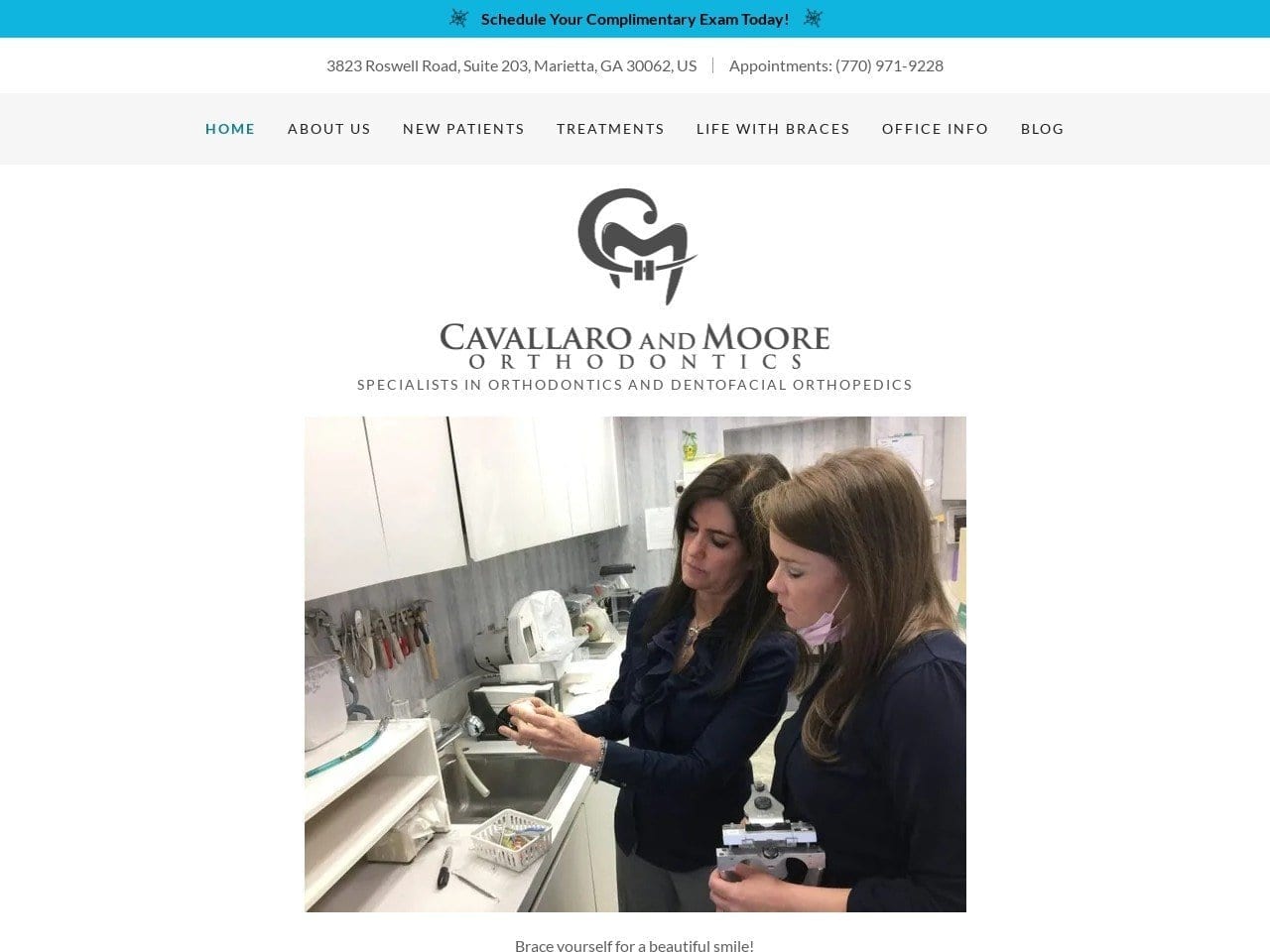 Cavallaro Orthodontics Website Screenshot from cavallarosmiles.com