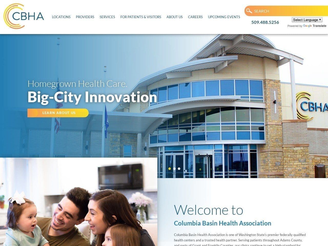 Columbia Basin Health Association Website Screenshot from cbha.org