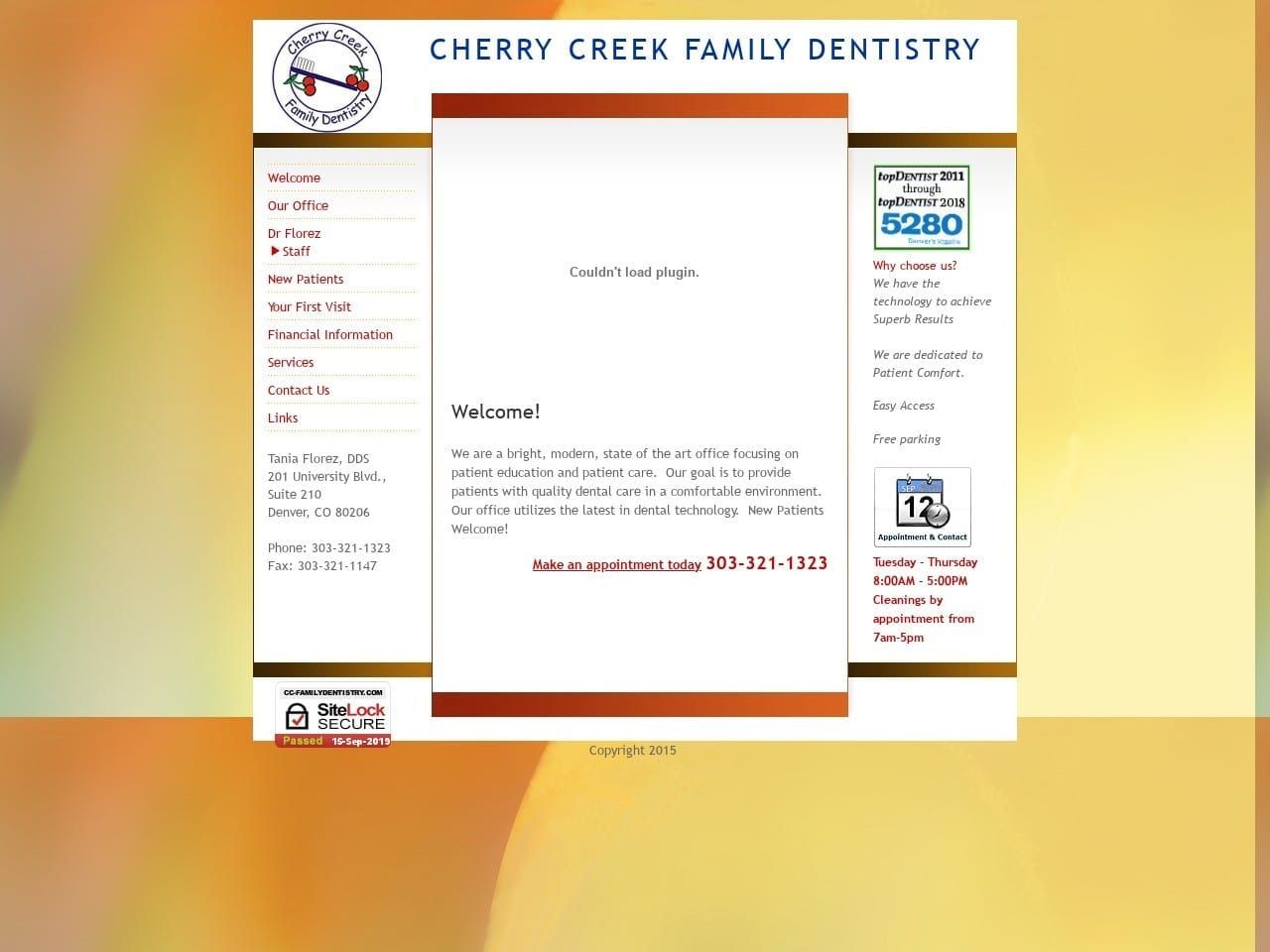 Cherry Creek Family Dentistry Website Screenshot from cc-familydentistry.com