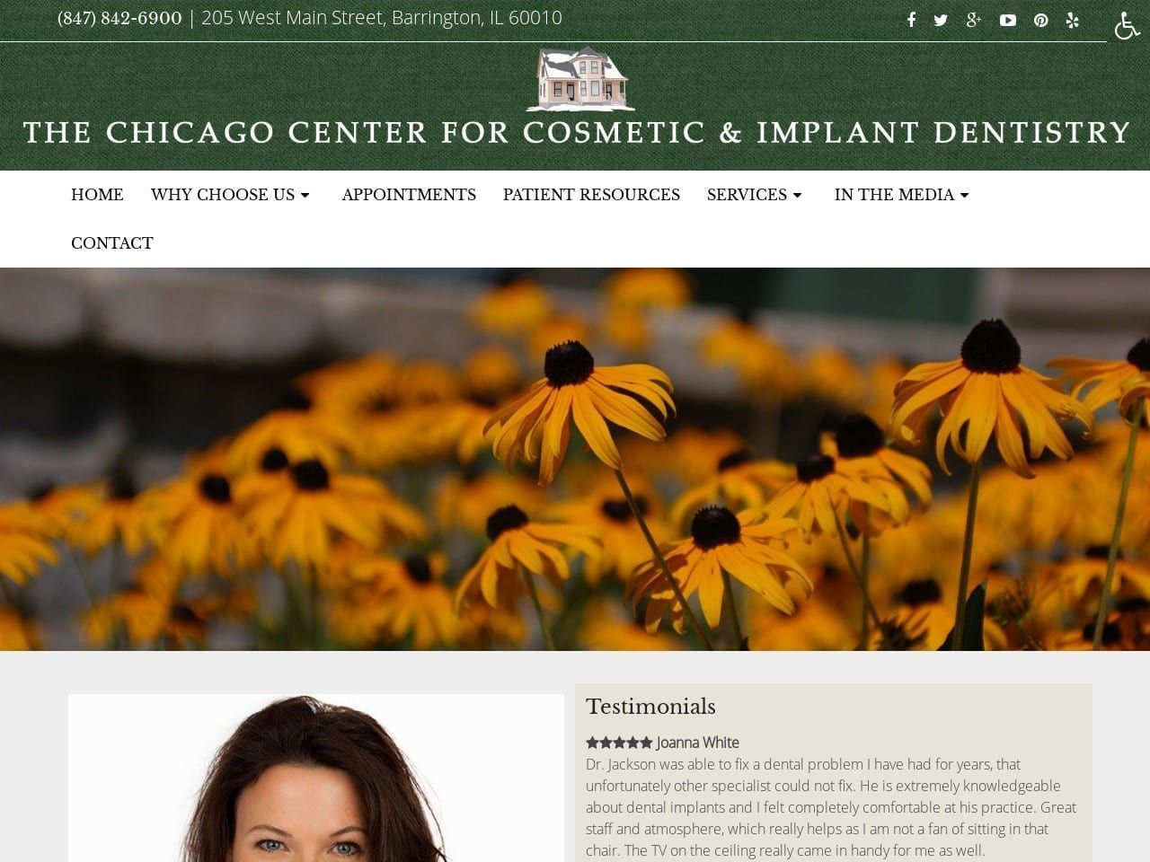 The Chicago Center For Cosmetic And Implant Dentist Website Screenshot from cccid.com