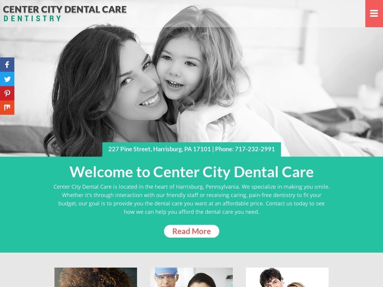 Center City Dental Care Website Screenshot from ccdentalcareharrisburgpa.com