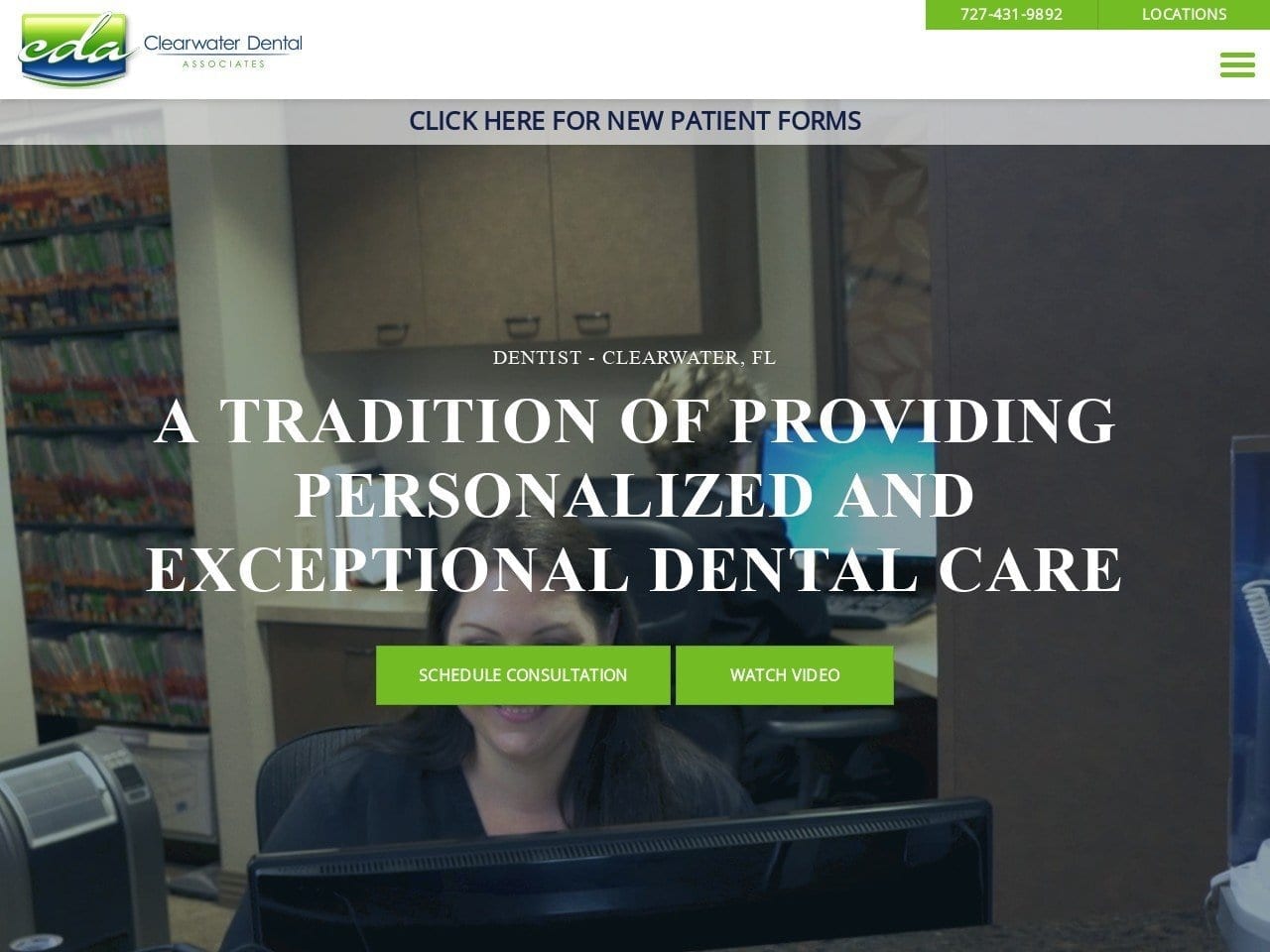 Clearwater Dental Associates Website Screenshot from cdadental.com