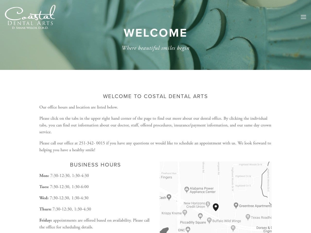 Coastal Dental Arts Website Screenshot from cdamobile.com