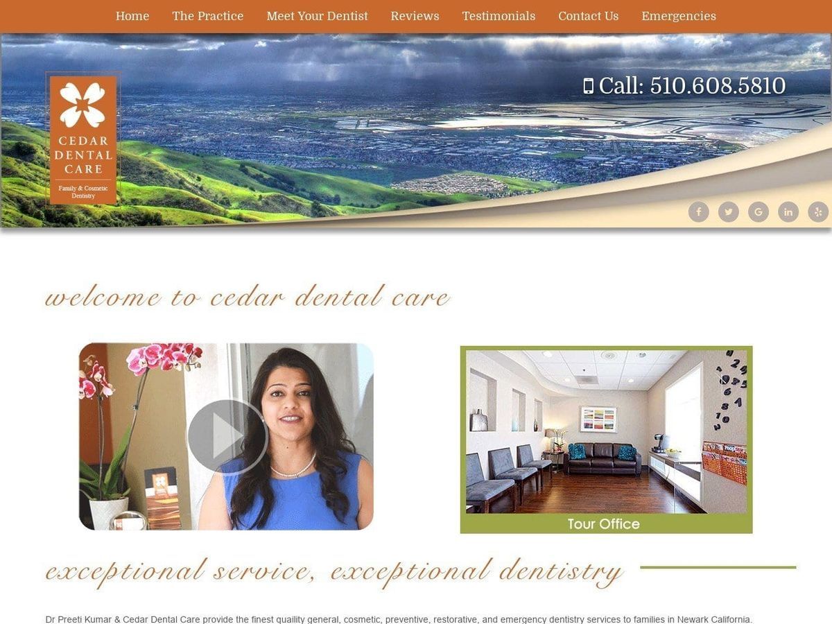 Cedar dental care website screenshot from cedardentalcare. Com