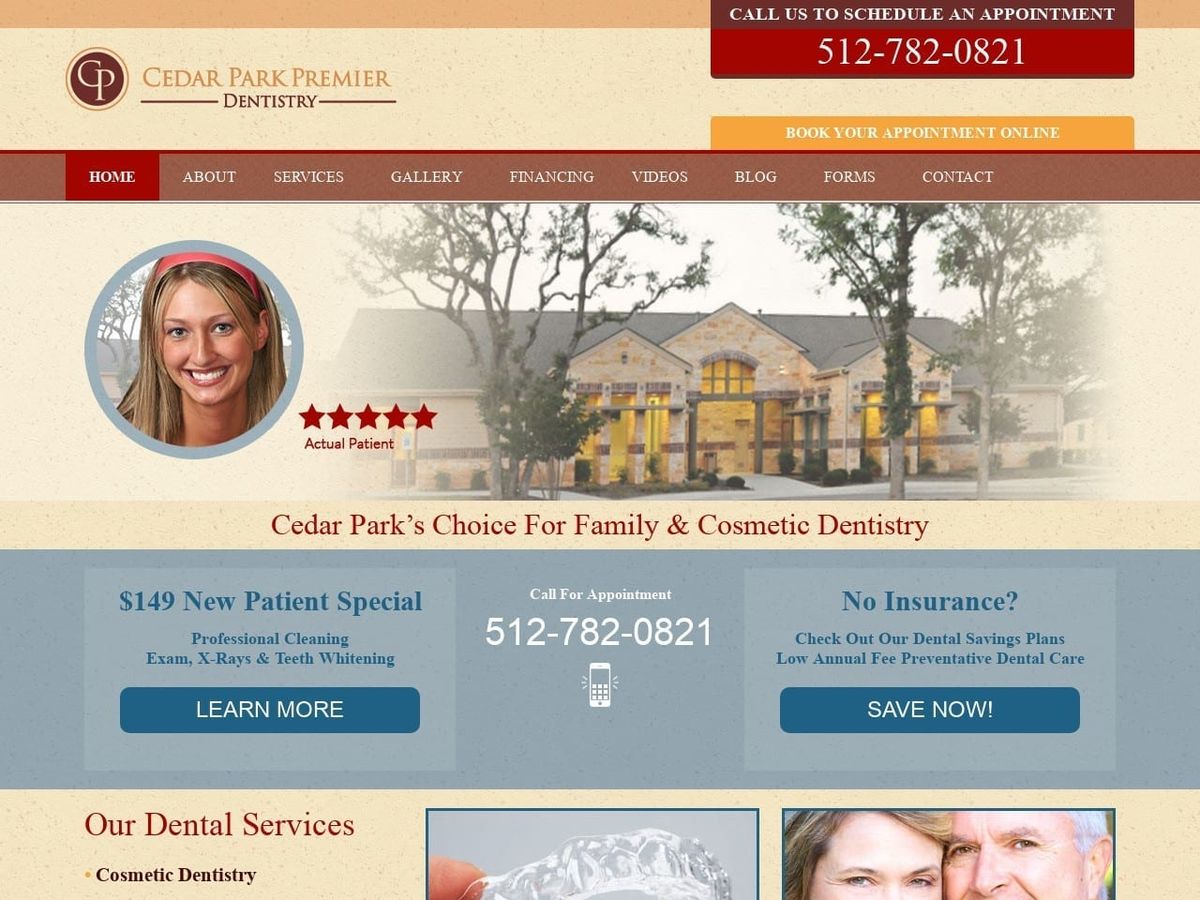 Cedarpark Dental Website Screenshot from cedarparkdental.com