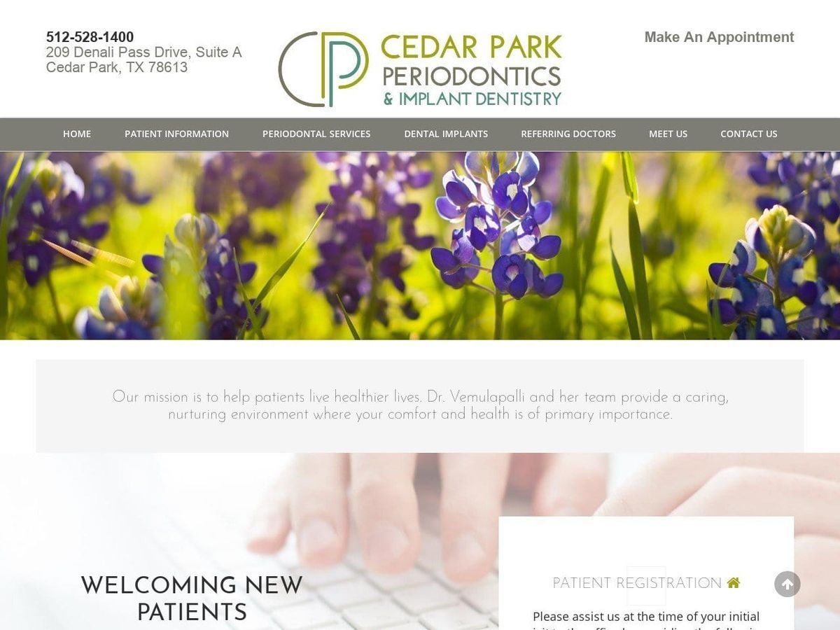 Cedar Park Periodontics PC Website Screenshot from cedarparkperio.com