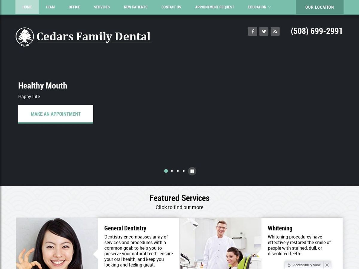 Cedars Family Dental Website Screenshot from cedarsfd.com