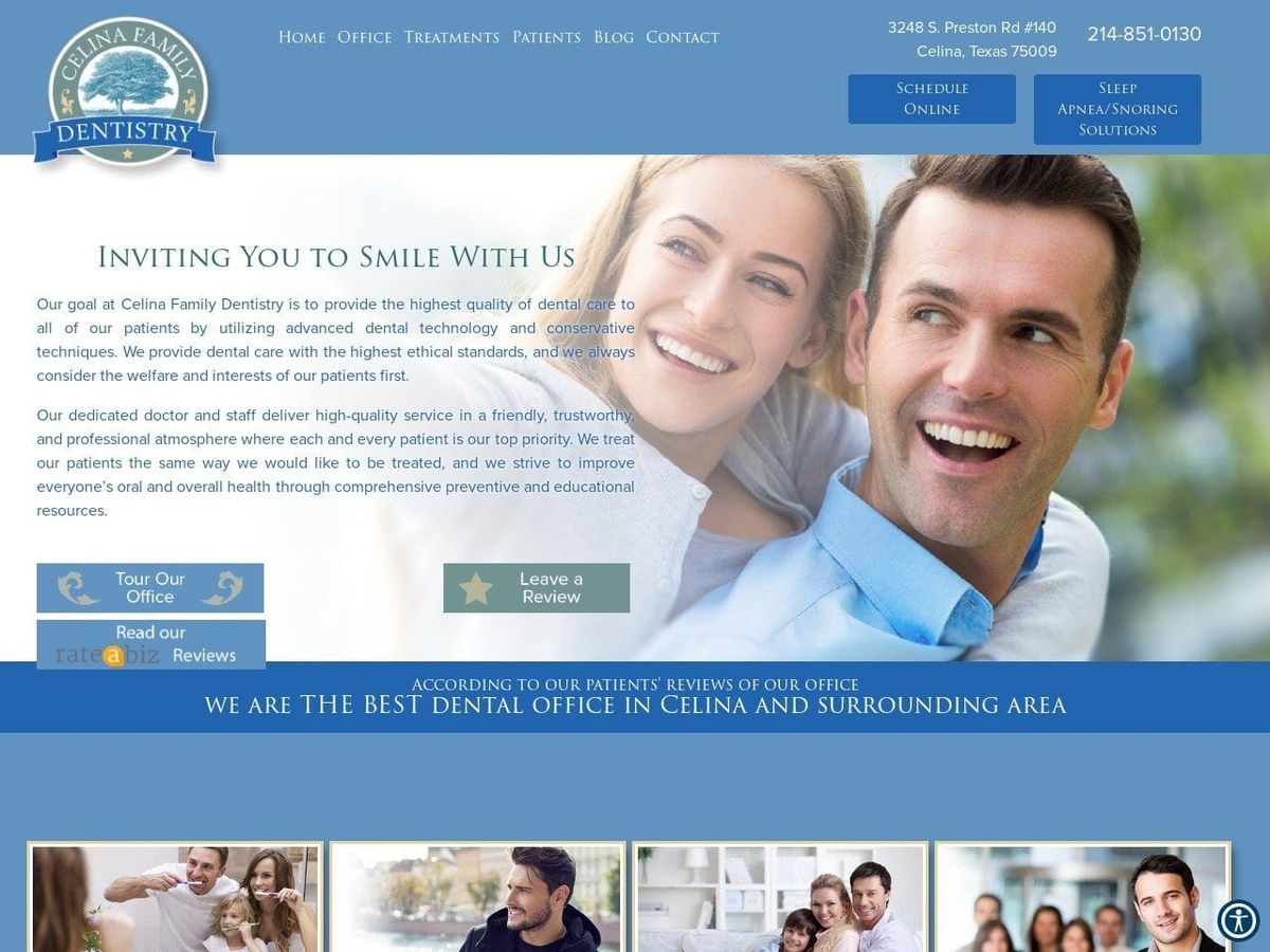 Celina Family Dentist Website Screenshot from celinafamilydentistry.com