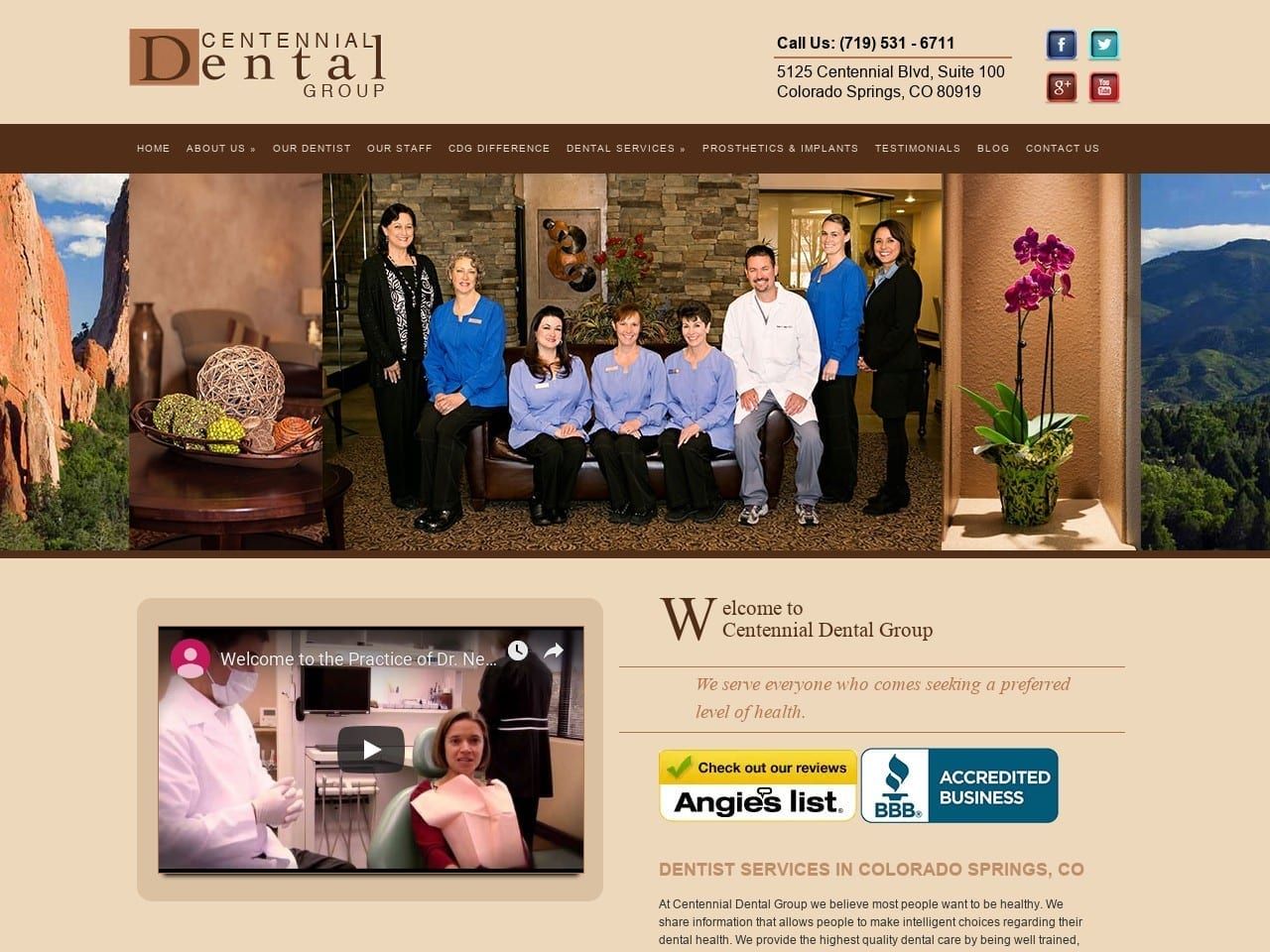 Centennial Dental Group Website Screenshot from centennialdentalgroup.com