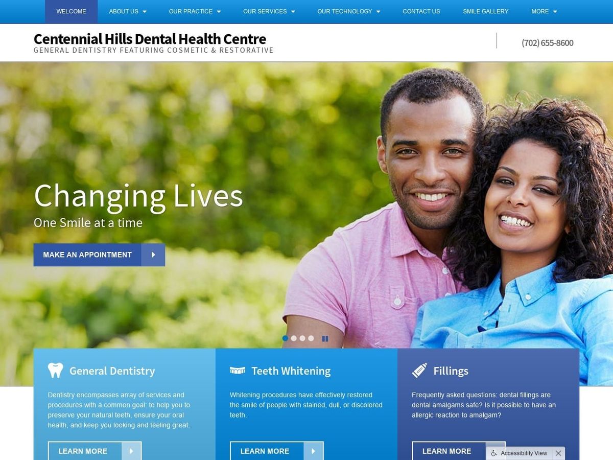 Centennial Hill Dental Health Website Screenshot from centennialhillsdental.com