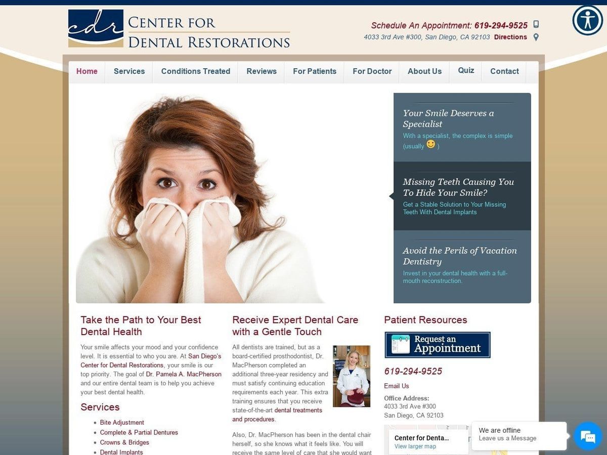 Center for Dental Restorations Website Screenshot from centerfordentalrestorations.com