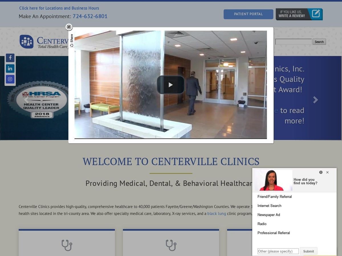 Republic Medical Dentist Website Screenshot from centervilleclinics.com