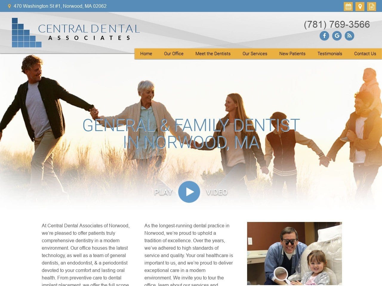 Central Dental Associates Viventi Robert L DDS Website Screenshot from centraldentalnorwood.com