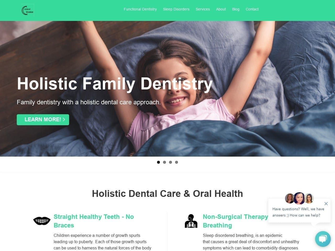 Central Dentist Website Screenshot from centraldentist.com