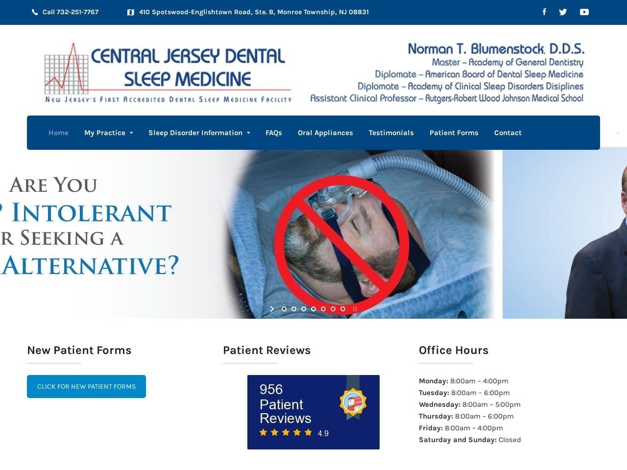 Centraljersey Dental Website Screenshot from centraljerseydental.com