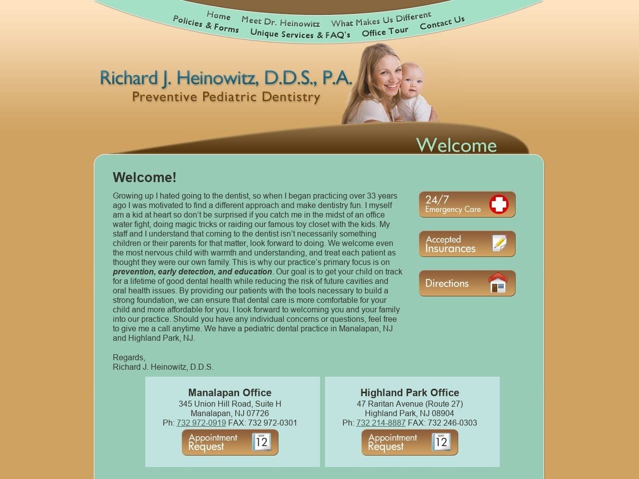 Pediatric Dentist Website Screenshot from centraljerseypediatricdentist.com