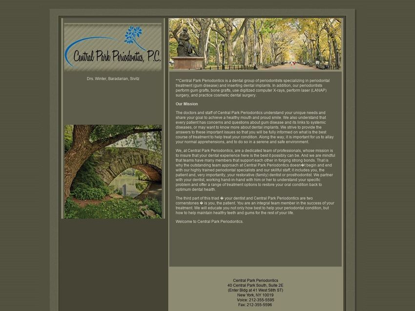 Central Park Periodontics PC Website Screenshot from centralparkperio.com