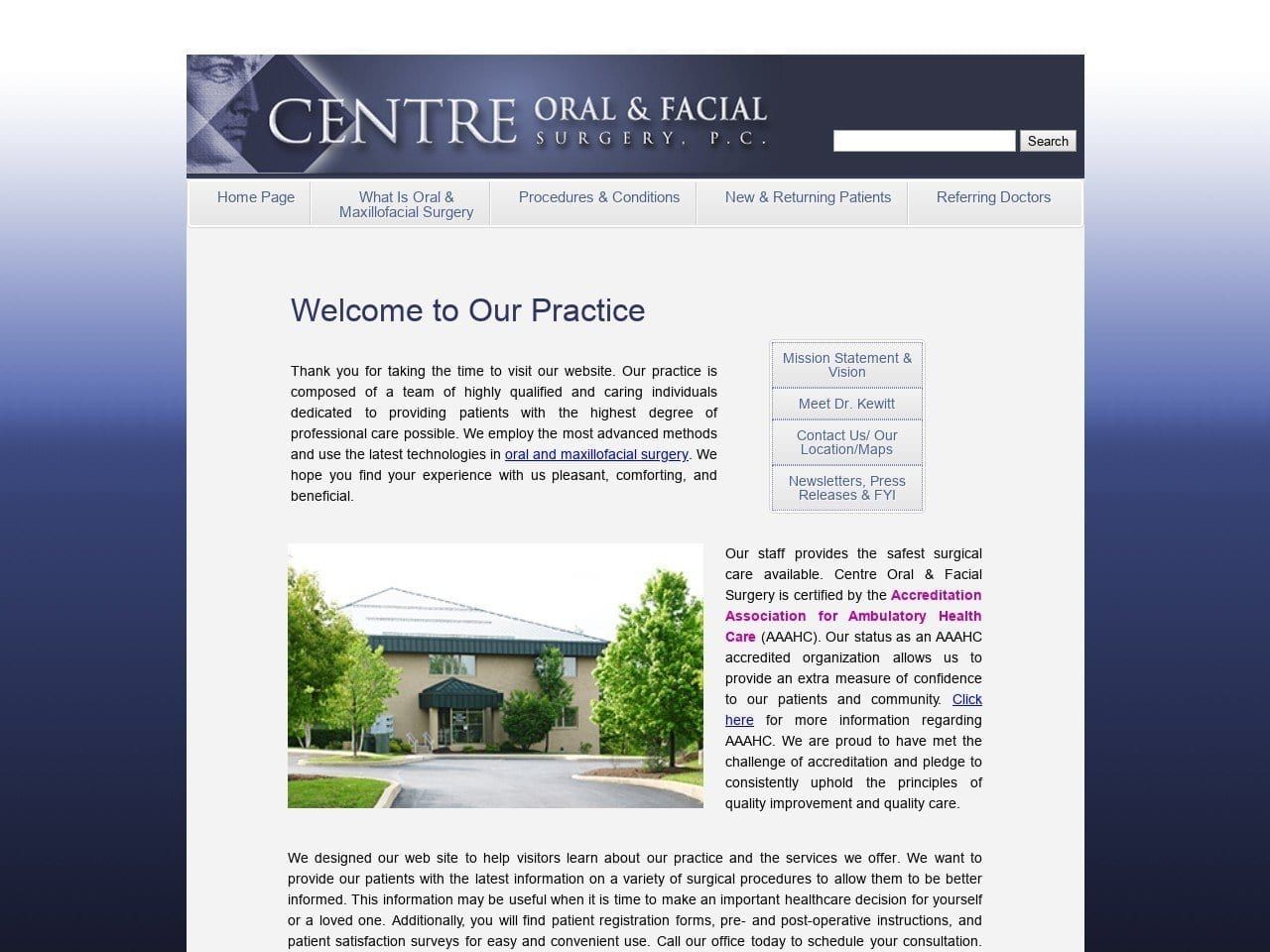 Centre Oral & Facial Surgery Website Screenshot from centreoms.com