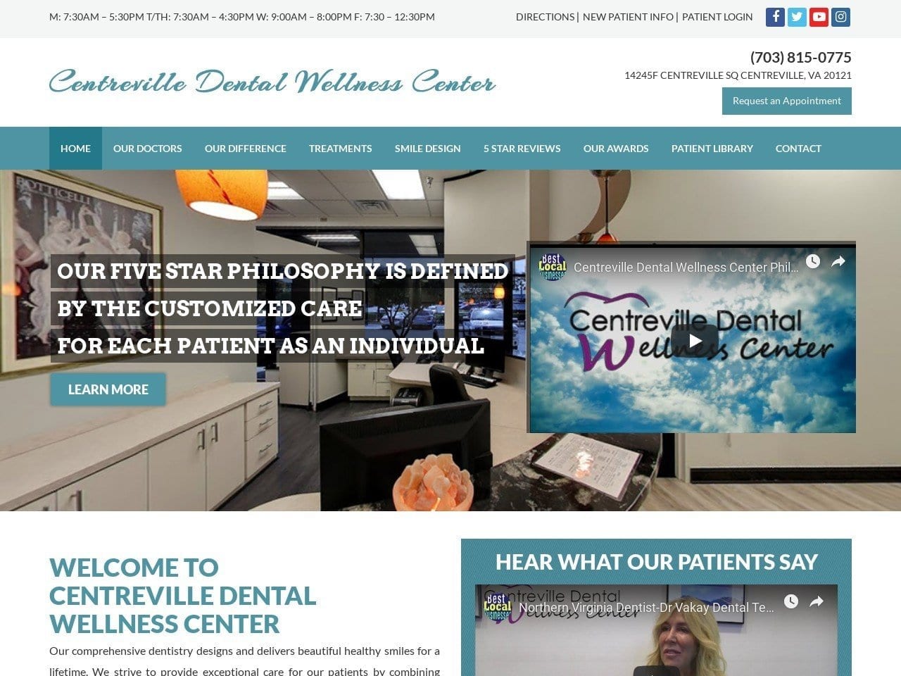 Centerville Dental Wellness Center Website Screenshot from centrevillevirginiadentist.com