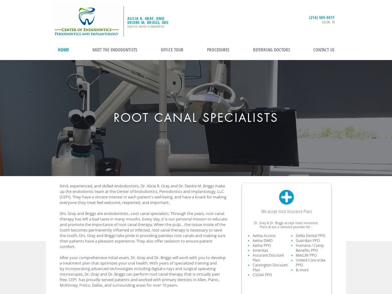 Center For Endodontics Website Screenshot from cepi-allen.com