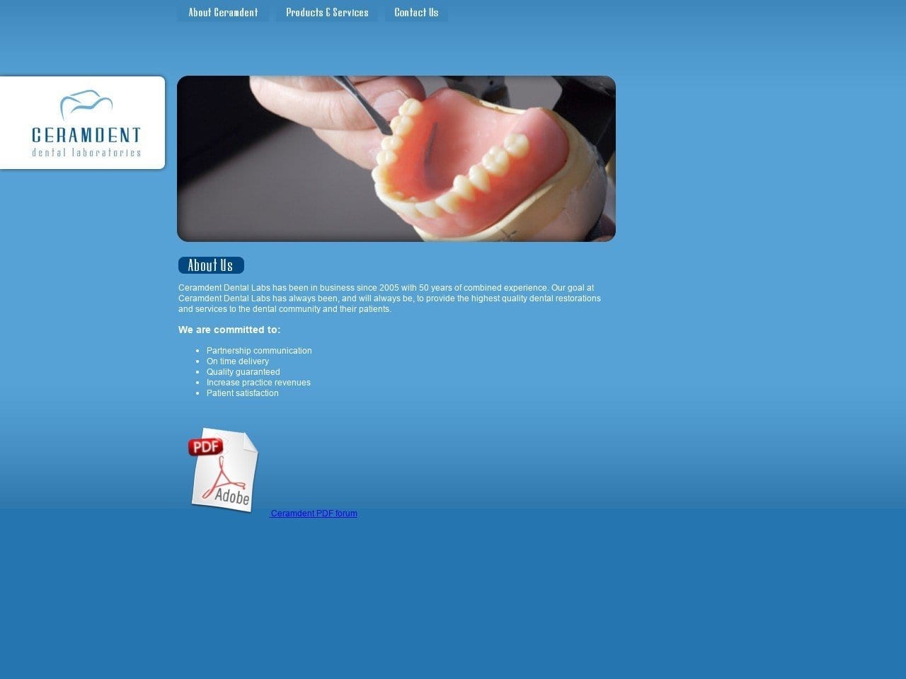 Ceramdent Dental Laboratories Website Screenshot from ceramdentlabs.com