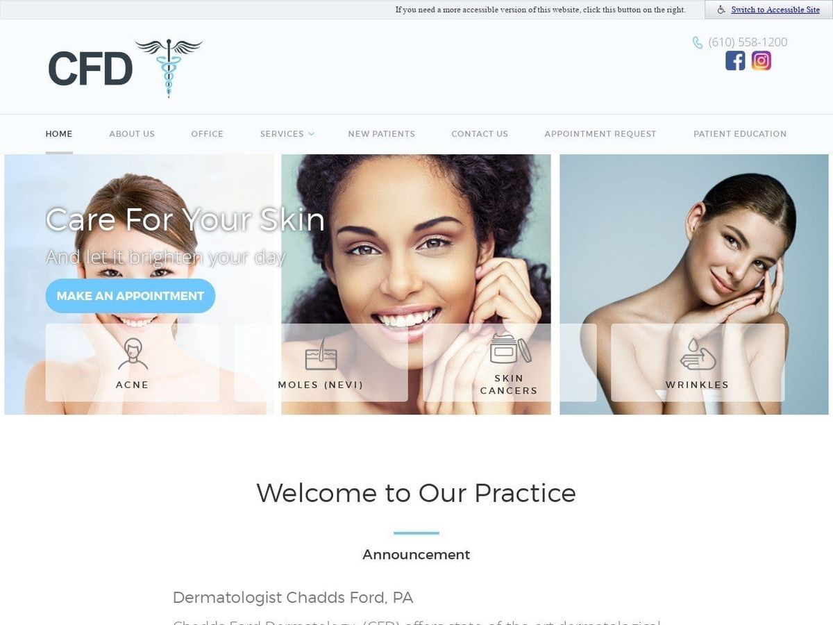 Chadds Ford Dermatology Website Screenshot from chaddsfordderm.com