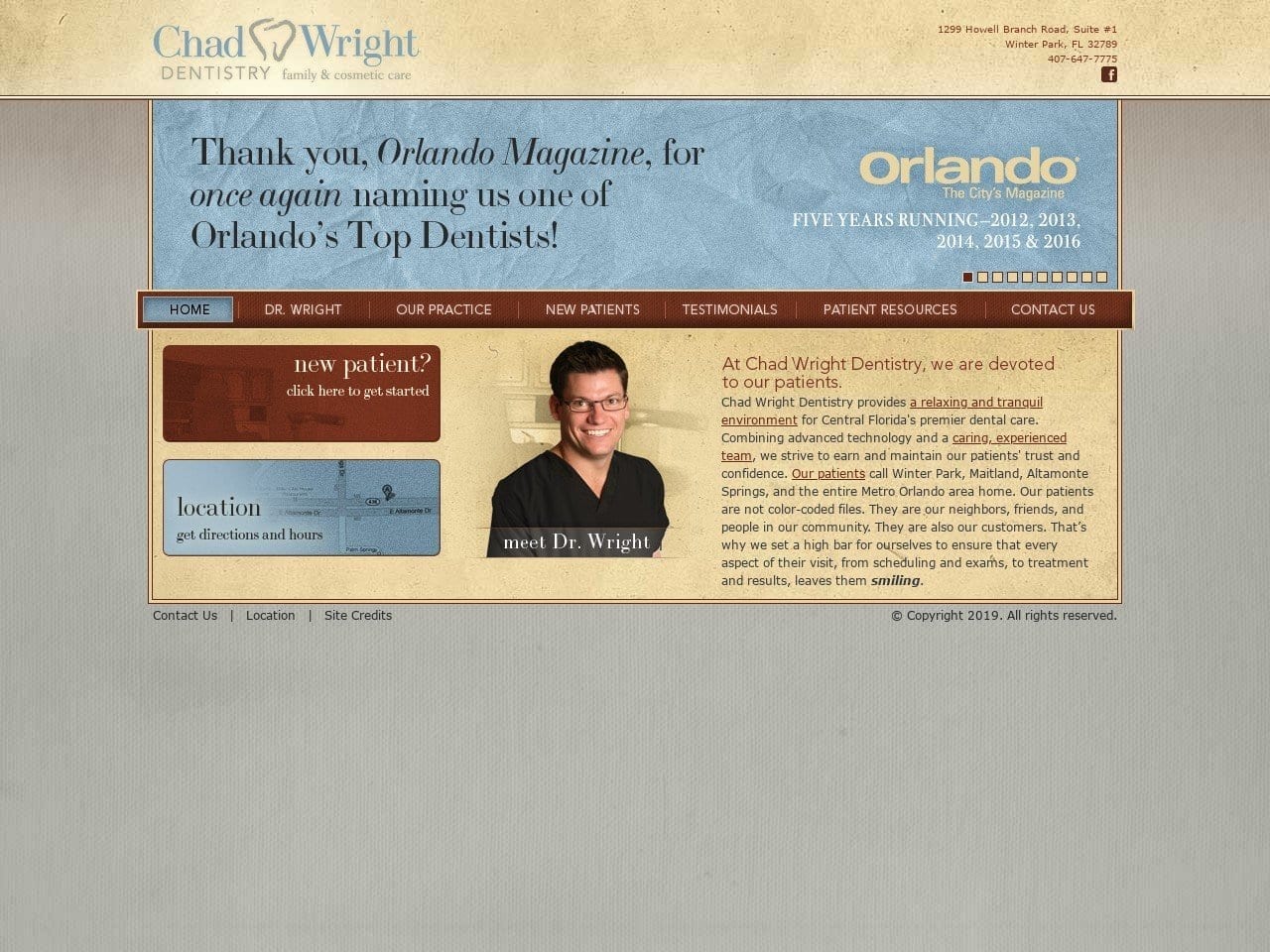 Chad Wright Dentist Website Screenshot from chadwrightdentistry.com