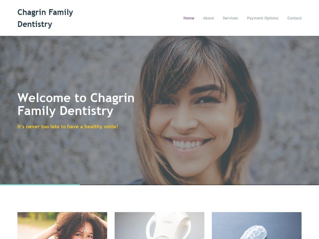 Chagrin Family Dentist Website Screenshot from chagrindental.com