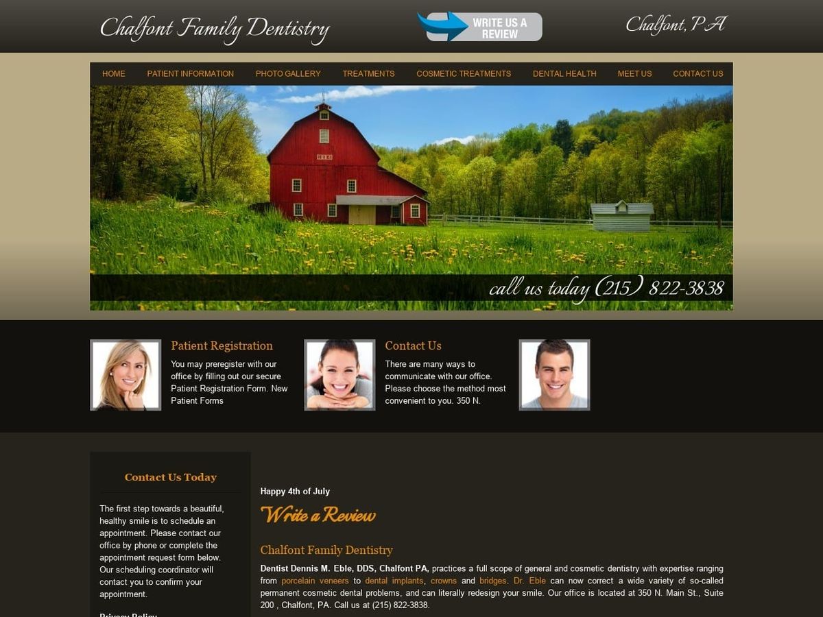 Dr. Dennis M. Eble DDS Website Screenshot from chalfontdentist.com