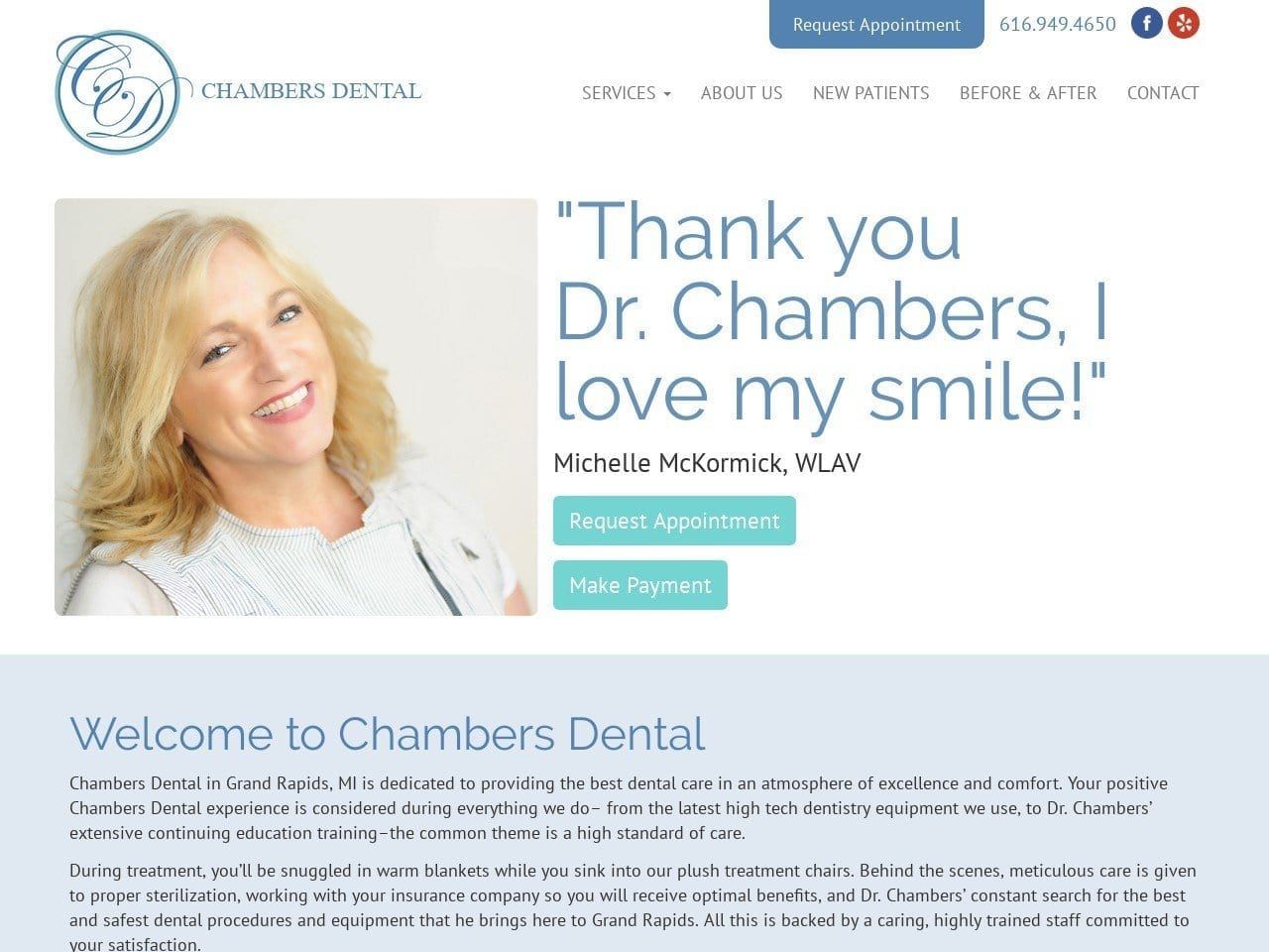 Chambers Dental Website Screenshot from chambersdental.com