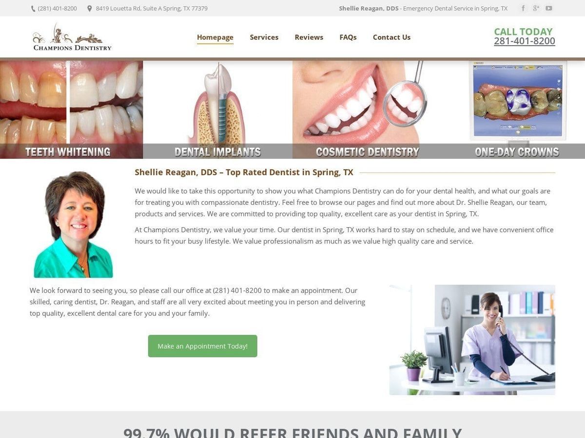 Champions Dentistry Website Screenshot from championsdentistry.com