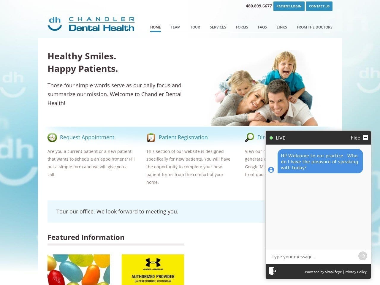 Chandler Dentist Website Screenshot from chandlerdentalhealth.com