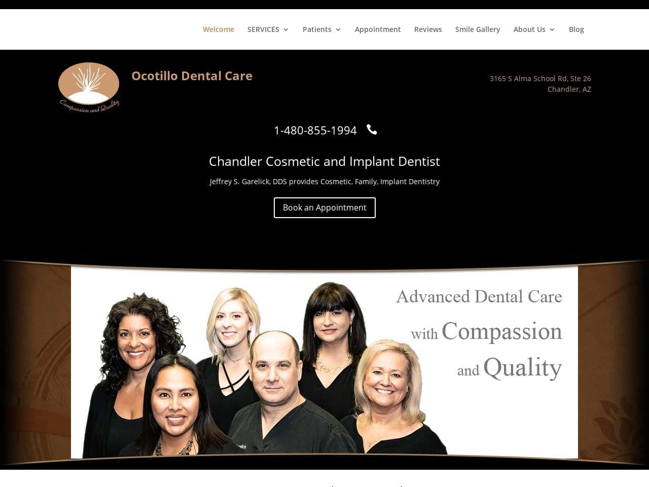 Dr. Jeffrey S. Garelick DDS Website Screenshot from chandlerdentist.com