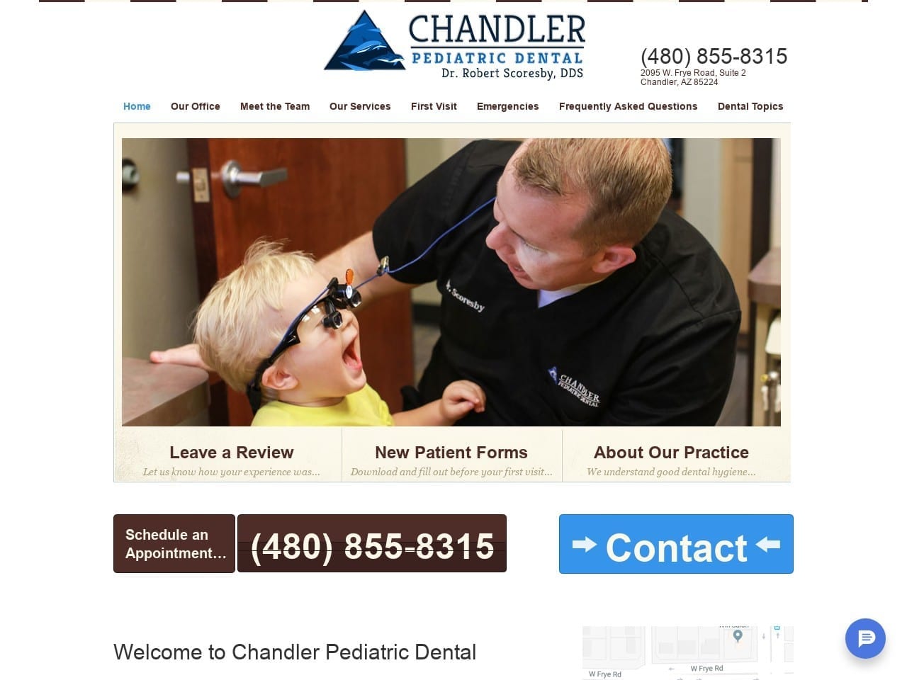 Chandler Pediatric Dental Website Screenshot from chandlerpediatricdental.com