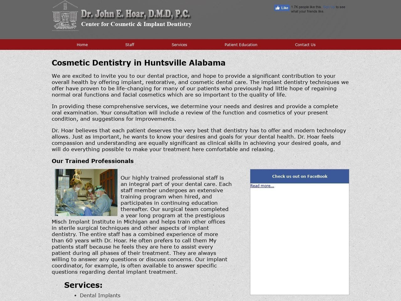 Center For Implant Dentistry Hoar John E DMD Website Screenshot from changingsmiles.com