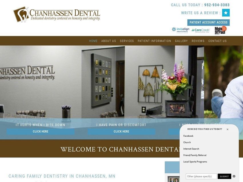 Chanhassen Family Dentistry Website Screenshot from chanhassendental.com