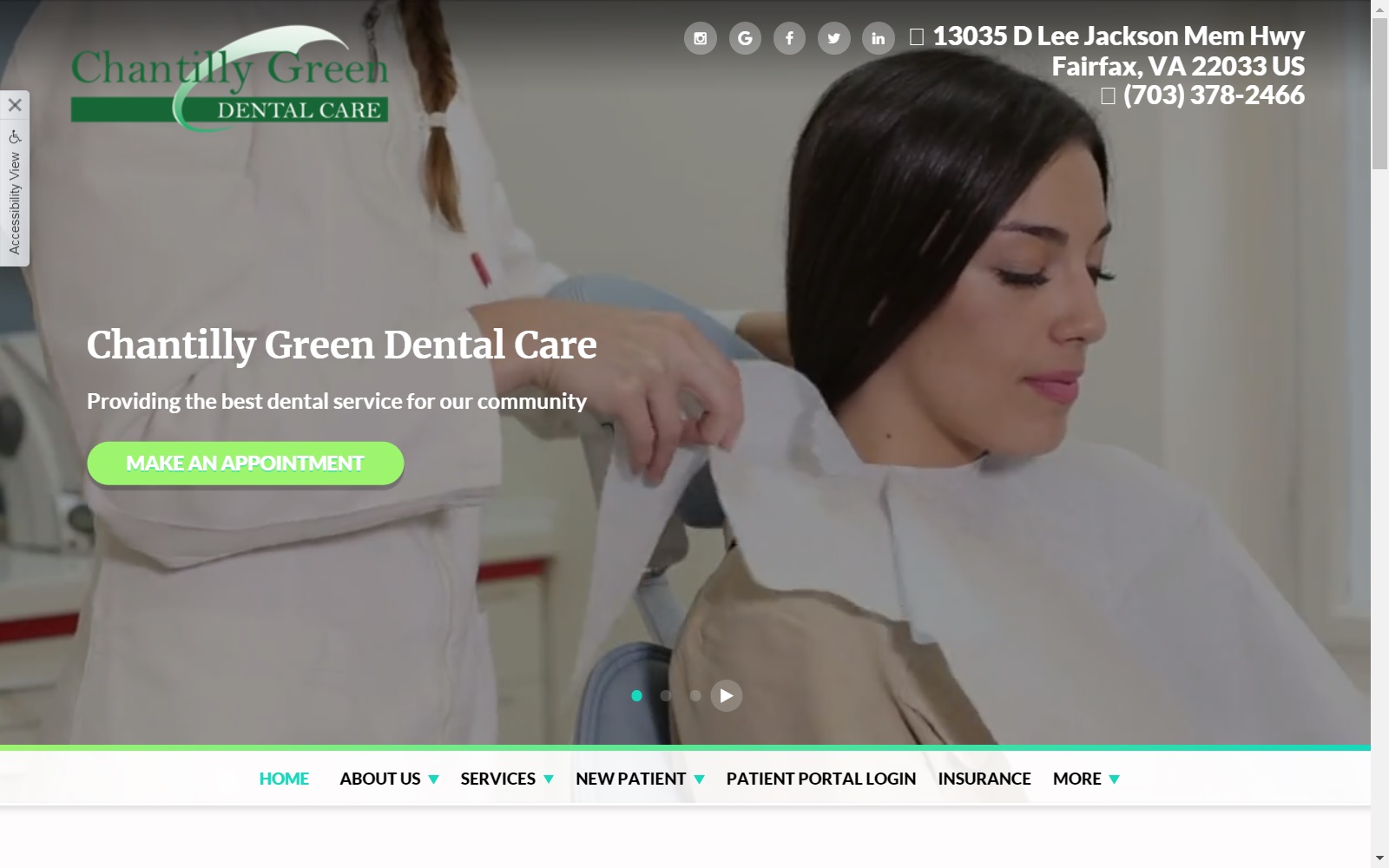 chantillydental.com screenshot