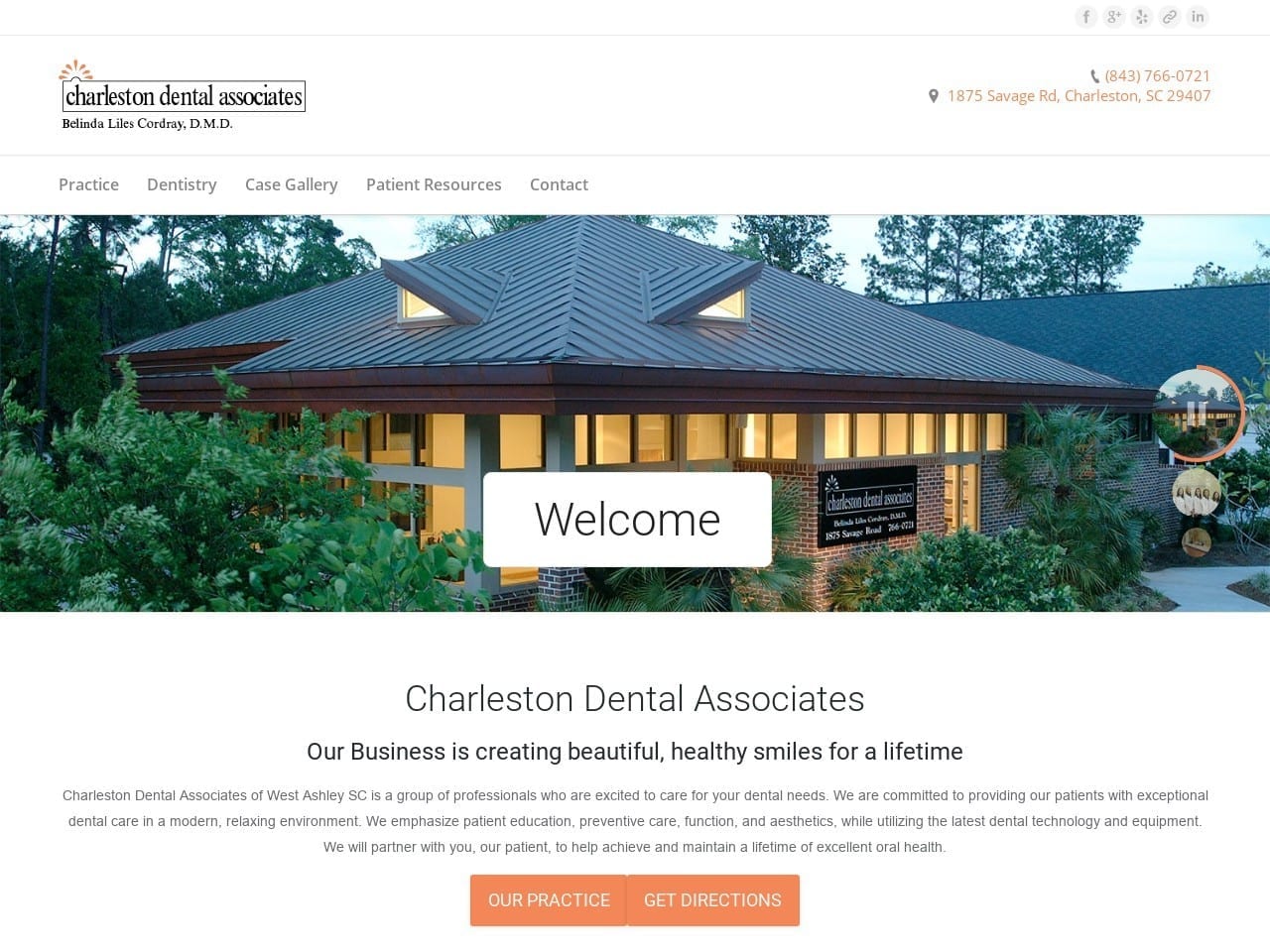 Charleston Dental Associates Website Screenshot from charlestondentalassociates.com