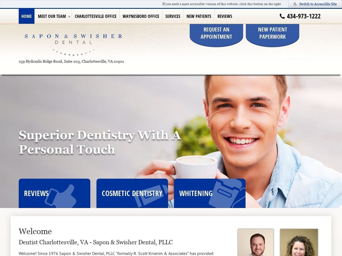 Charlottesville Family Dentistry Website Screenshot from charlottesvillefamilydentistry.com